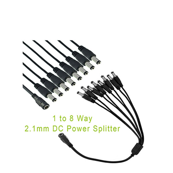 8 Way DC Power Splitter Cable for CCTV Cameras 1 Female to 8 Male