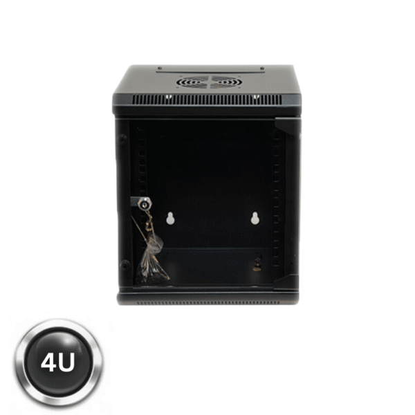 4U 450mm Deep Wall Mount Network Cabinet Black Flat Pack Minimal Installation