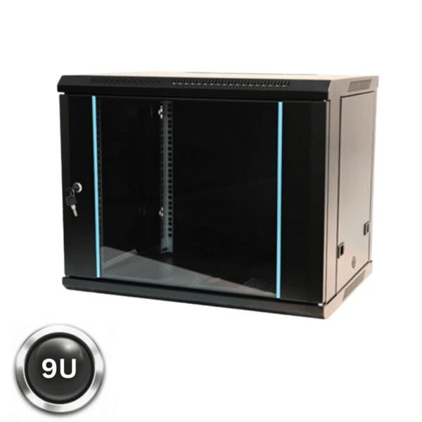 9U 350mm Deep Wall Mount Network Cabinet Black for Patch Panels and Switches