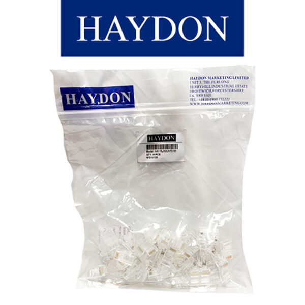 Haydon RJ45 Cat5e Connectors 50 Pack Rapid Crimp for Network Cabling
