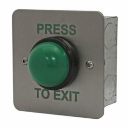 Flush Heavy Duty Stainless Steel Exit Button Green Dome